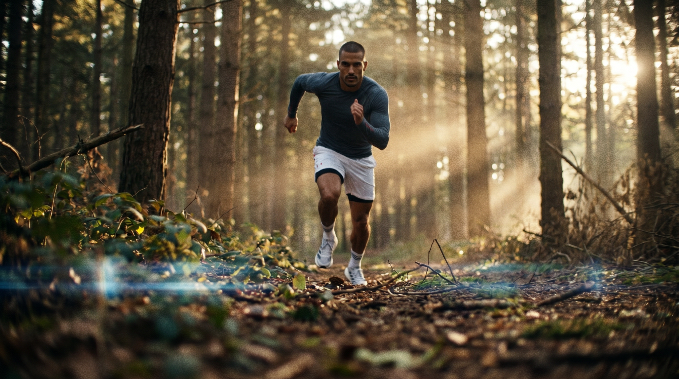 Runner through forest